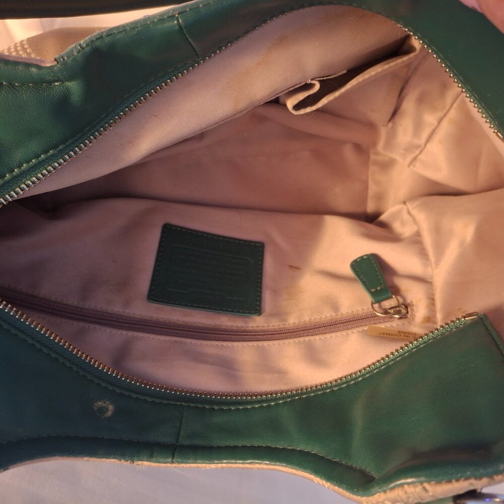 Coach Ashley Beige and Teal Shoulder Bag - Picture 3 of 6